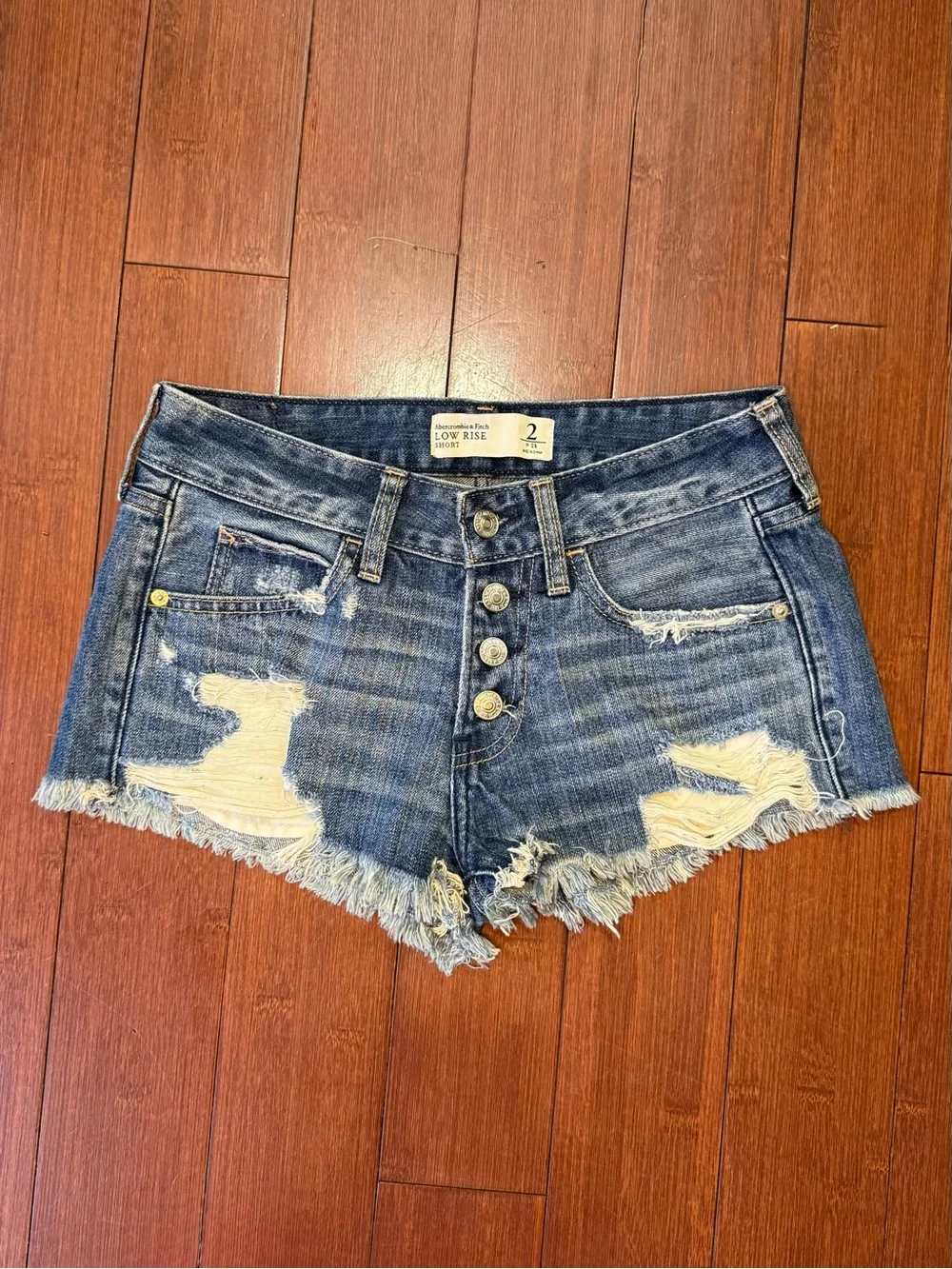 Abercrombie & Fitch Distressed Low Rise Denim Shorts - Size 2